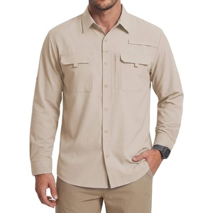 WULFUL Men’s Sun Protection Fishing Shirts UPF 50+ Lightweight Quick Dry(Solid Khahi)