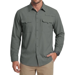 WULFUL Men’s Sun Protection Fishing Shirts UPF 50+ Lightweight Quick Dry(Solid Shadow Grey)