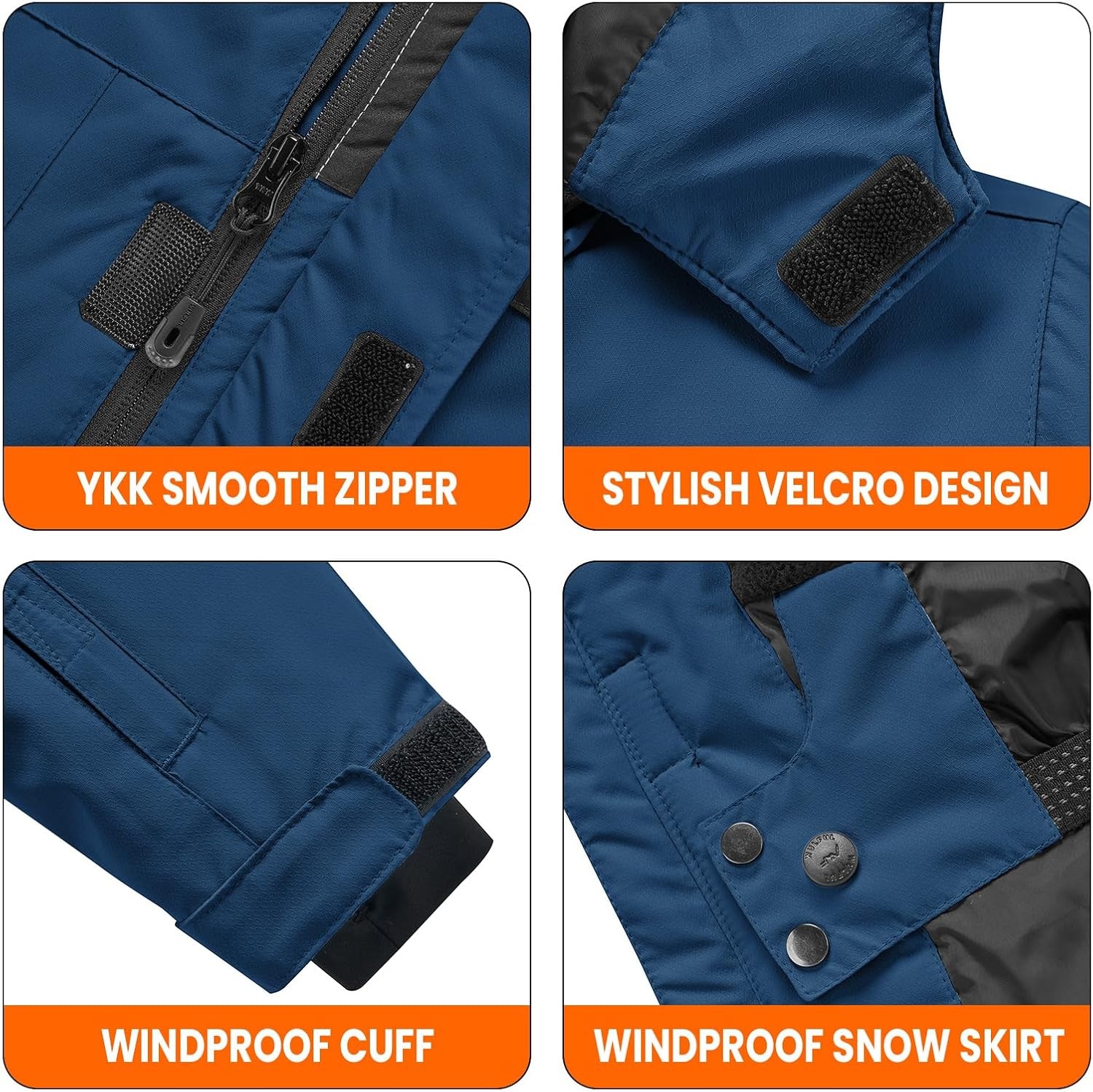 image:imageWULFUL Boys Waterproof Ski Jacket Kids Winter Snow Coat OutdoorAqua