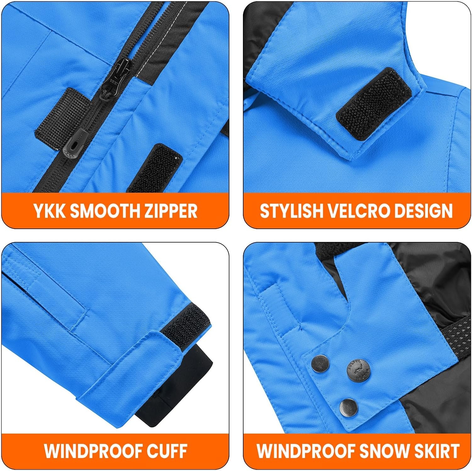 image:imageWULFUL Boys Waterproof Ski Jacket Kids Winter Snow Coat OutdoorBlue