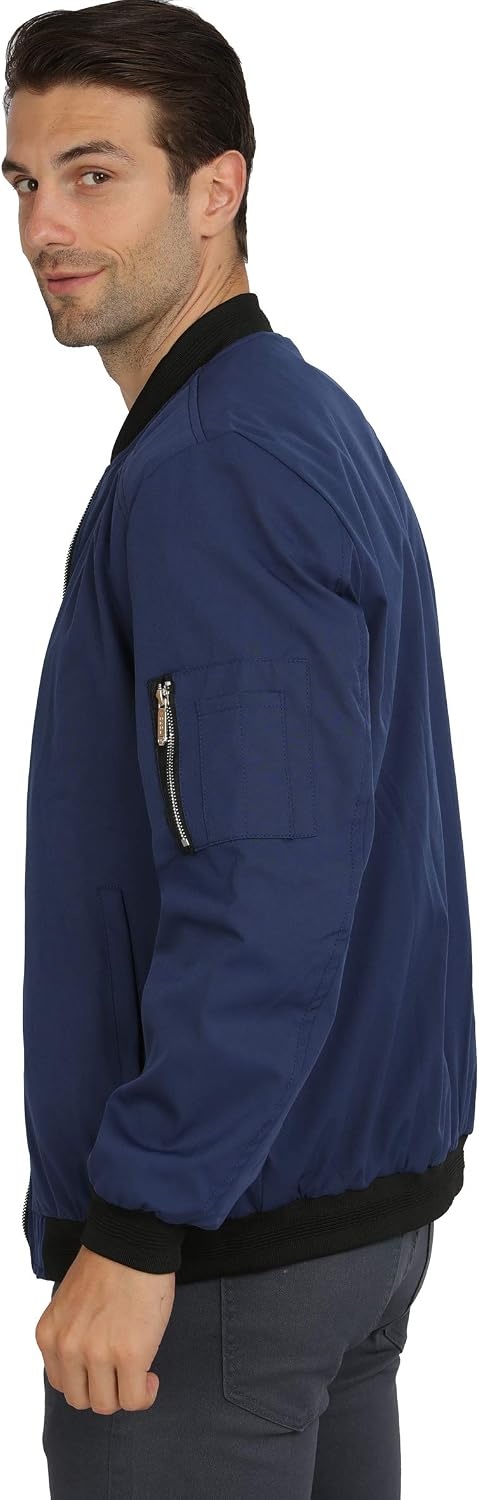 image:imageWULFUL Mens Bomber Jacket Lightweight Casual Windbreaker Zip Up CoatNav