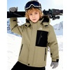 WULFUL Boy’s Waterproof Ski Jacket Kids Winter Snow Coat Outdoor(Arrny Green)