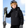 WULFUL Boy’s Waterproof Ski Jacket Kids Winter Snow Coat Outdoor(Black)