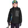 WULFUL Boy’s Waterproof Ski Jacket Kids Winter Snow Coat Outdoor(Black Grey)