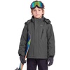 WULFUL Boy’s Waterproof Ski Jacket Kids Winter Snow Coat Outdoor(Deep Grey)