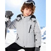 WULFUL Boy’s Waterproof Ski Jacket Kids Winter Snow Coat Outdoor(Grey)