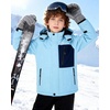 WULFUL Boy’s Waterproof Ski Jacket Kids Winter Snow Coat Outdoor(Light Blue)