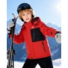 WULFUL Boy’s Waterproof Ski Jacket Kids Winter Snow Coat Outdoor(Red)