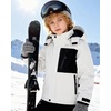 WULFUL Boy’s Waterproof Ski Jacket Kids Winter Snow Coat Outdoor(White)