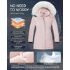 WULFUL Girl’s Winter Long Coats Hooded Parka Kids Warm Puffer Jacket(Light Pink)