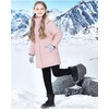 WULFUL Girl’s Winter Long Coats Hooded Parka Kids Warm Puffer Jacket(Light Pink)