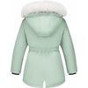 WULFUL Girl’s Winter Parka Coat Long Waterproof Warm Fleece Puffer Jacket(Light Green)