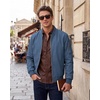 WULFUL Men’s Bomber Jacket Lightweight Casual Windbreaker Zip Up Coat(Blue)