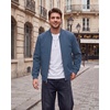 WULFUL Men’s Bomber Jacket Lightweight Casual Windbreaker Zip Up Coat(Blue)