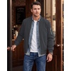 WULFUL Men’s Bomber Jacket Lightweight Casual Windbreaker Zip Up Coat(Deep Grey)