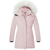 WULFUL Girl’s Winter Long Coats Hooded Parka Kids Warm Puffer Jacket(Light Pink)