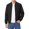 WULFUL Men’s Bomber Jacket Lightweight Casual Windbreaker Zip Up Coat(Black)