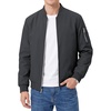 WULFUL Men’s Bomber Jacket Lightweight Casual Windbreaker Zip Up Coat(Deep Grey)