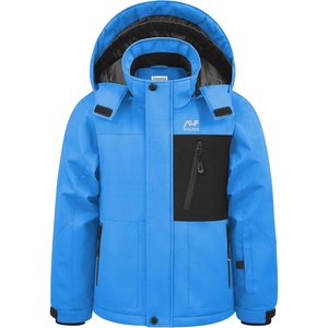 WULFUL Boy’s Waterproof Ski Jacket Kids Winter Snow Coat Outdoor(Blue)
