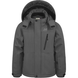 WULFUL Boy’s Waterproof Ski Jacket Kids Winter Snow Coat Outdoor(Deep Grey)