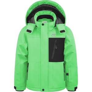 WULFUL Boy’s Waterproof Ski Jacket Kids Winter Snow Coat Outdoor(Green)