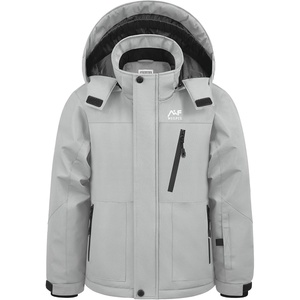 WULFUL Boy’s Waterproof Ski Jacket Kids Winter Snow Coat Outdoor(Grey)