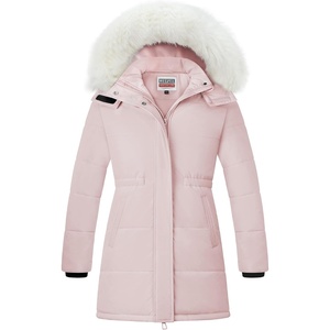 WULFUL Girl’s Winter Long Coats Hooded Parka Kids Warm Puffer Jacket(Light Pink)