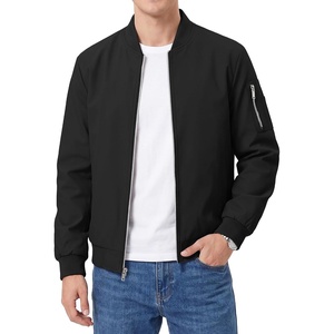 WULFUL Men’s Bomber Jacket Lightweight Casual Windbreaker Zip Up Coat(Black)