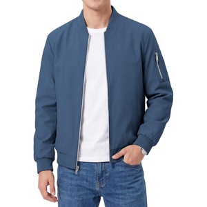 WULFUL Men’s Bomber Jacket Lightweight Casual Windbreaker Zip Up Coat(Blue)