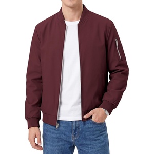 WULFUL Men’s Bomber Jacket Lightweight Casual Windbreaker Zip Up Coat(Burgundy)
