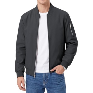 WULFUL Men’s Bomber Jacket Lightweight Casual Windbreaker Zip Up Coat(Deep Grey)