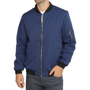 WULFUL Men’s Bomber Jacket Lightweight Casual Windbreaker Zip Up Coat(Nav)