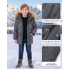 WULFUL Boy’s Winter Coat Waterproof Fleece Lined Parka Jackets Kids Hooded Puffer Outerwear(Grey)