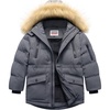 WULFUL Boy’s Winter Coat Waterproof Fleece Lined Parka Jackets Kids Hooded Puffer Outerwear(Grey)